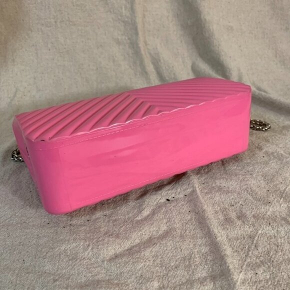 Forever 21 Purse Pink Barbie Core Crossbody Bag Small Mini Plastic with Chain - Picture 7 of 9